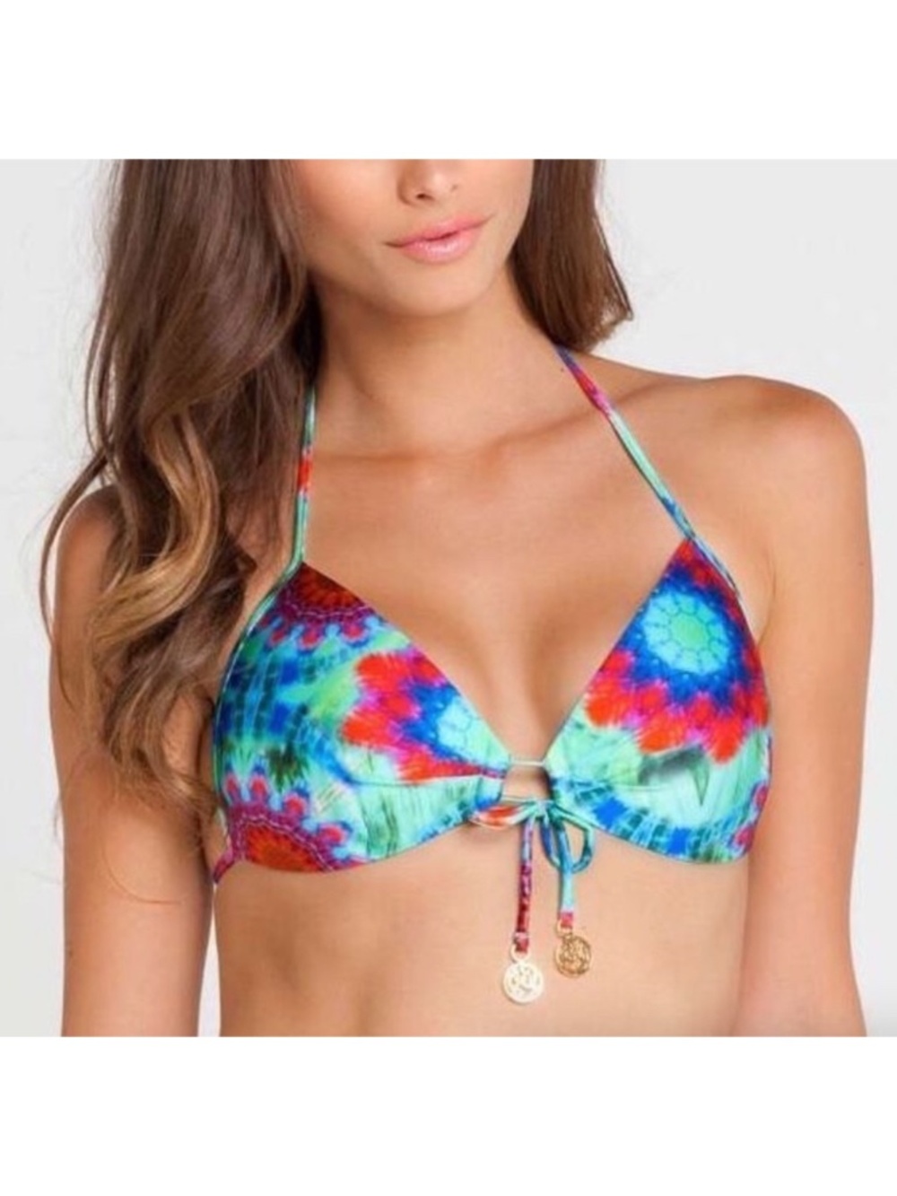 Luli Fama Triangle Bikini Top Beach Fever Multicolor Women’s Size Large